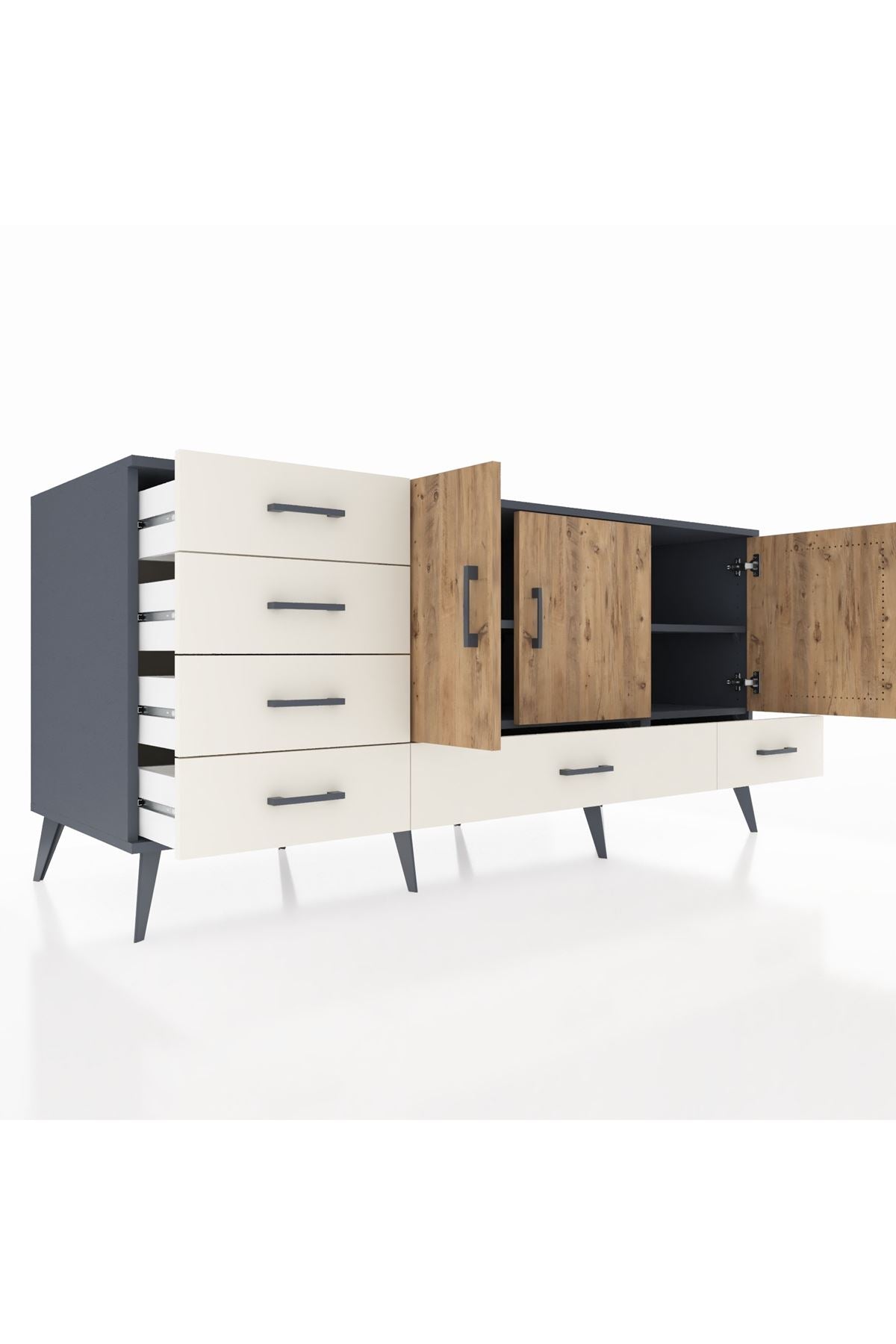 Kronos Konsol 4 Raflı 6 Çekmeceli 3 Kapaklı 176x59x83 - S610M033V10C