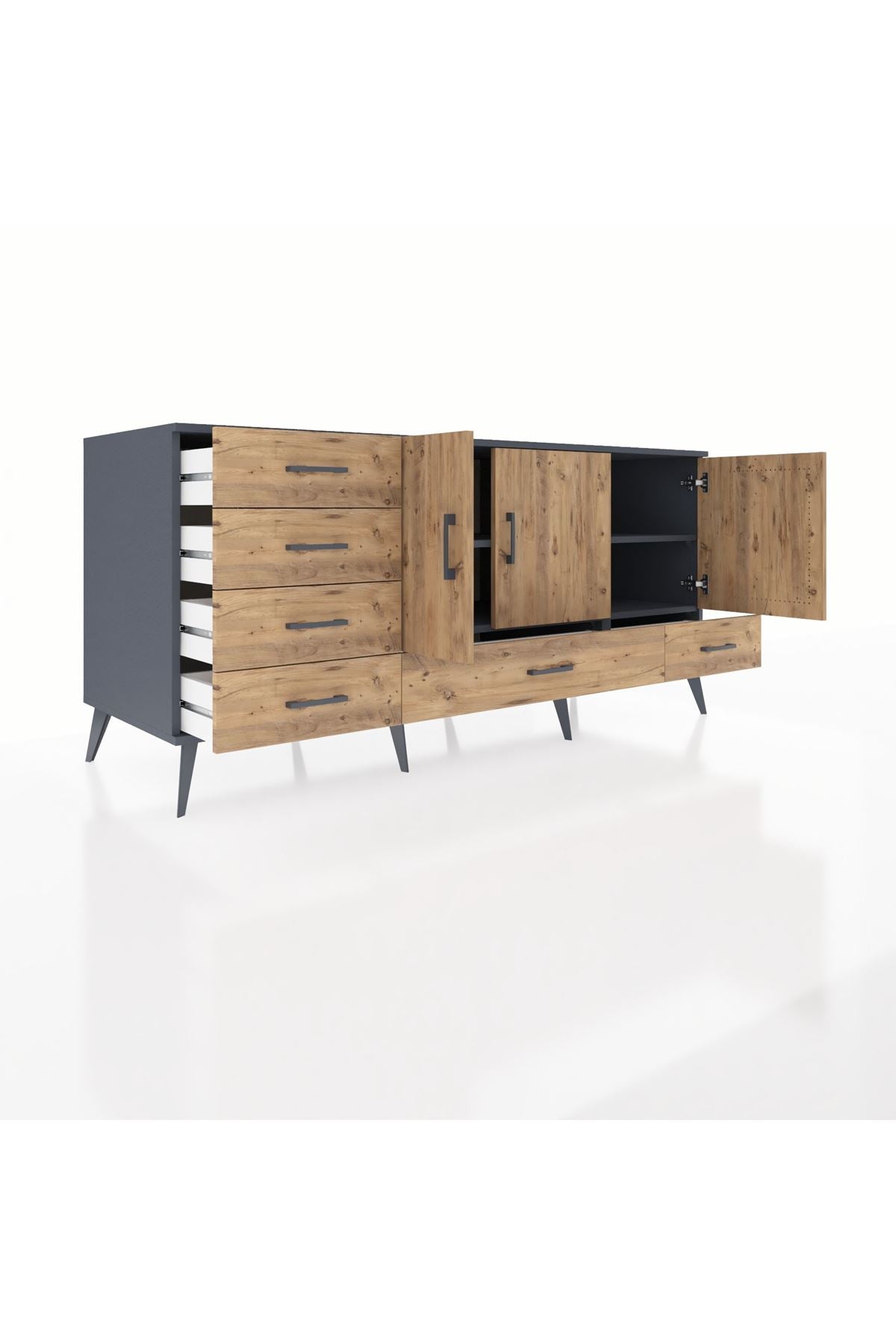 Kronos Konsol 4 Raflı 6 Çekmeceli 3 Kapaklı 176x59x83 - S610M033V12C