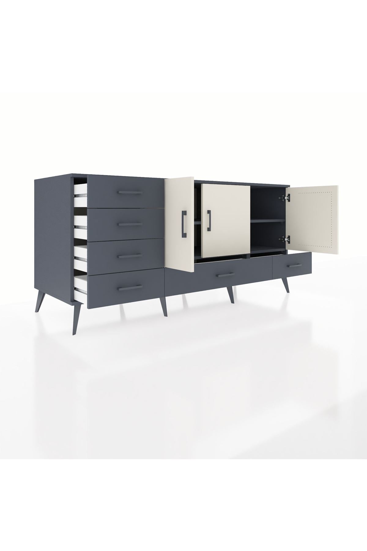 Kronos Konsol 4 Raflı 6 Çekmeceli 3 Kapaklı 176x59x83 - S610M033V14C