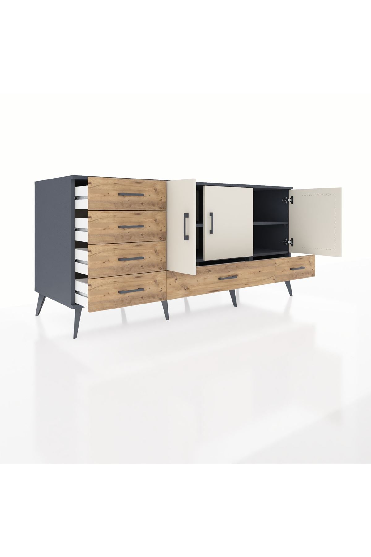 Kronos Konsol 4 Raflı 6 Çekmeceli 3 Kapaklı 176x59x83 - S610M033V15C