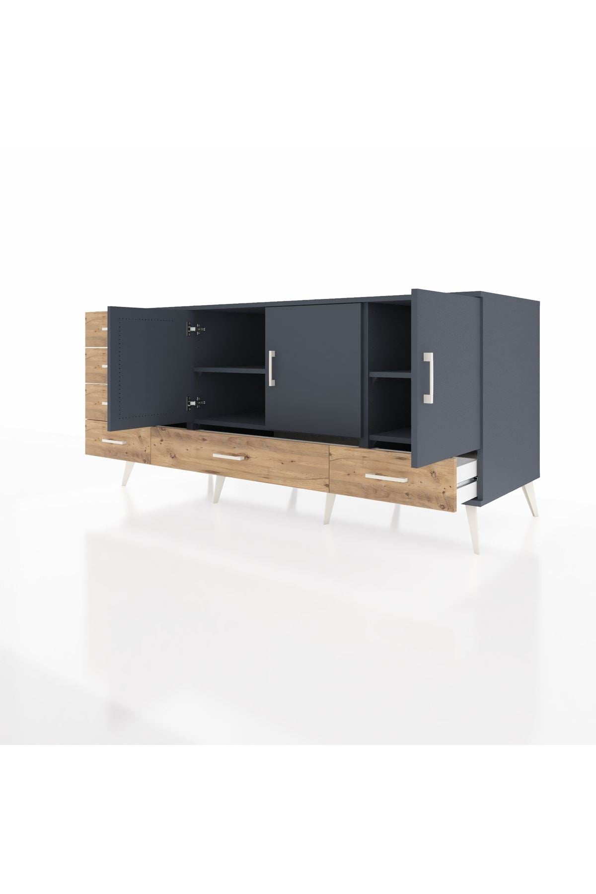 Kronos Konsol 4 Raflı 6 Çekmeceli 3 Kapaklı 176x59x83 - S610M033V18C