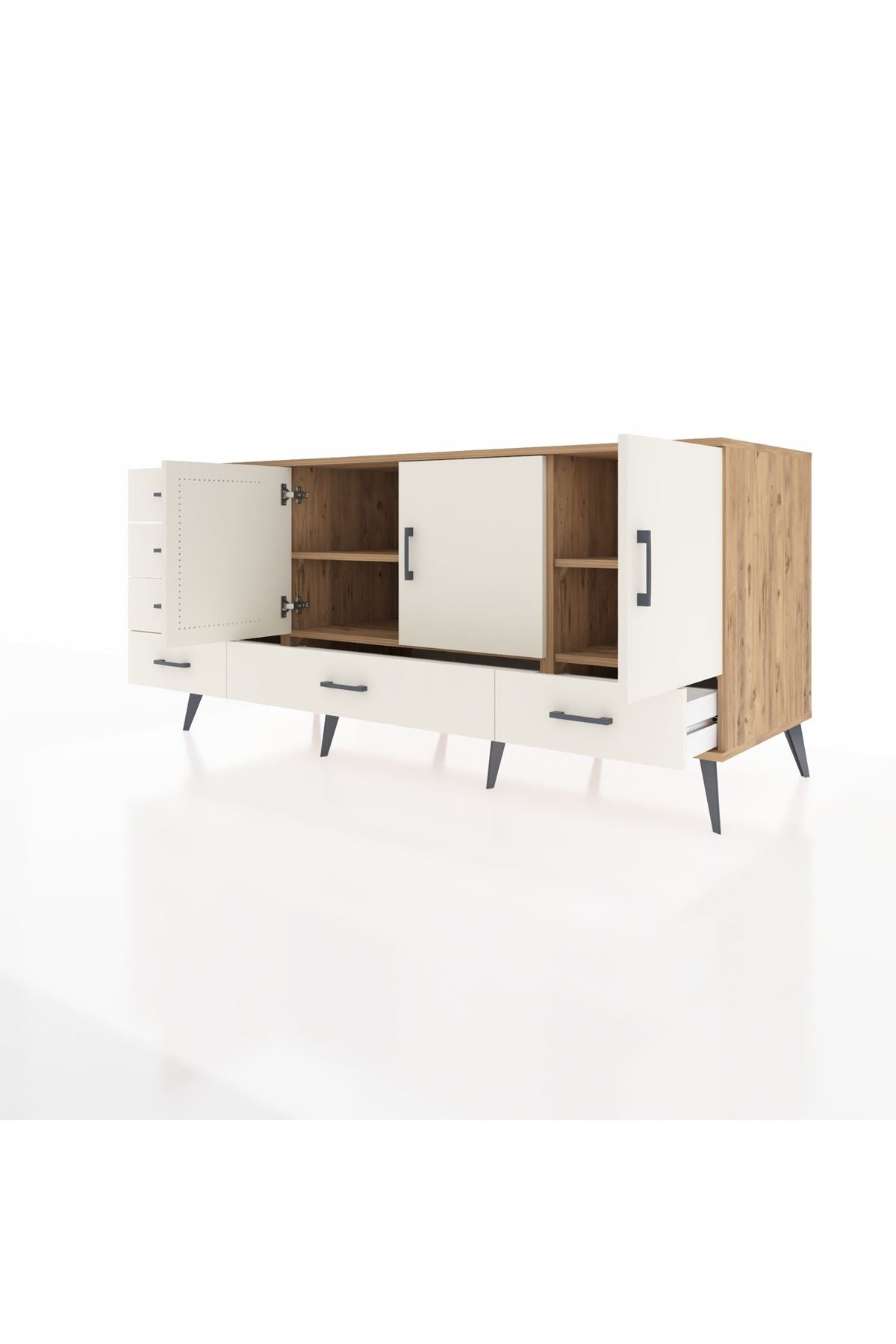 Kronos Konsol 4 Raflı 6 Çekmeceli 3 Kapaklı 176x59x83 - S610M033V22C