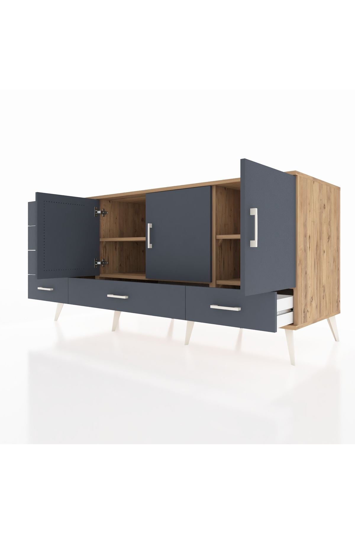 Kronos Konsol 4 Raflı 6 Çekmeceli 3 Kapaklı 176x59x83 - S610M033V26C