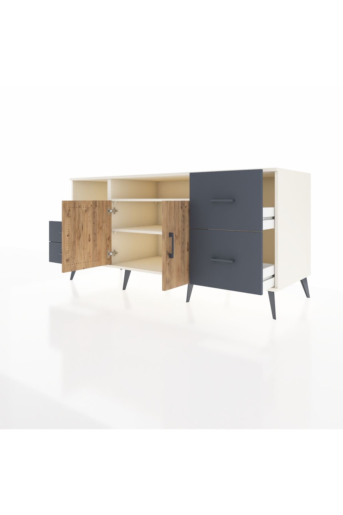 Kronos Konsol 3 Raflı 4 Çekmeceli 2 Kapaklı 176x59x83 - S610M034V02C