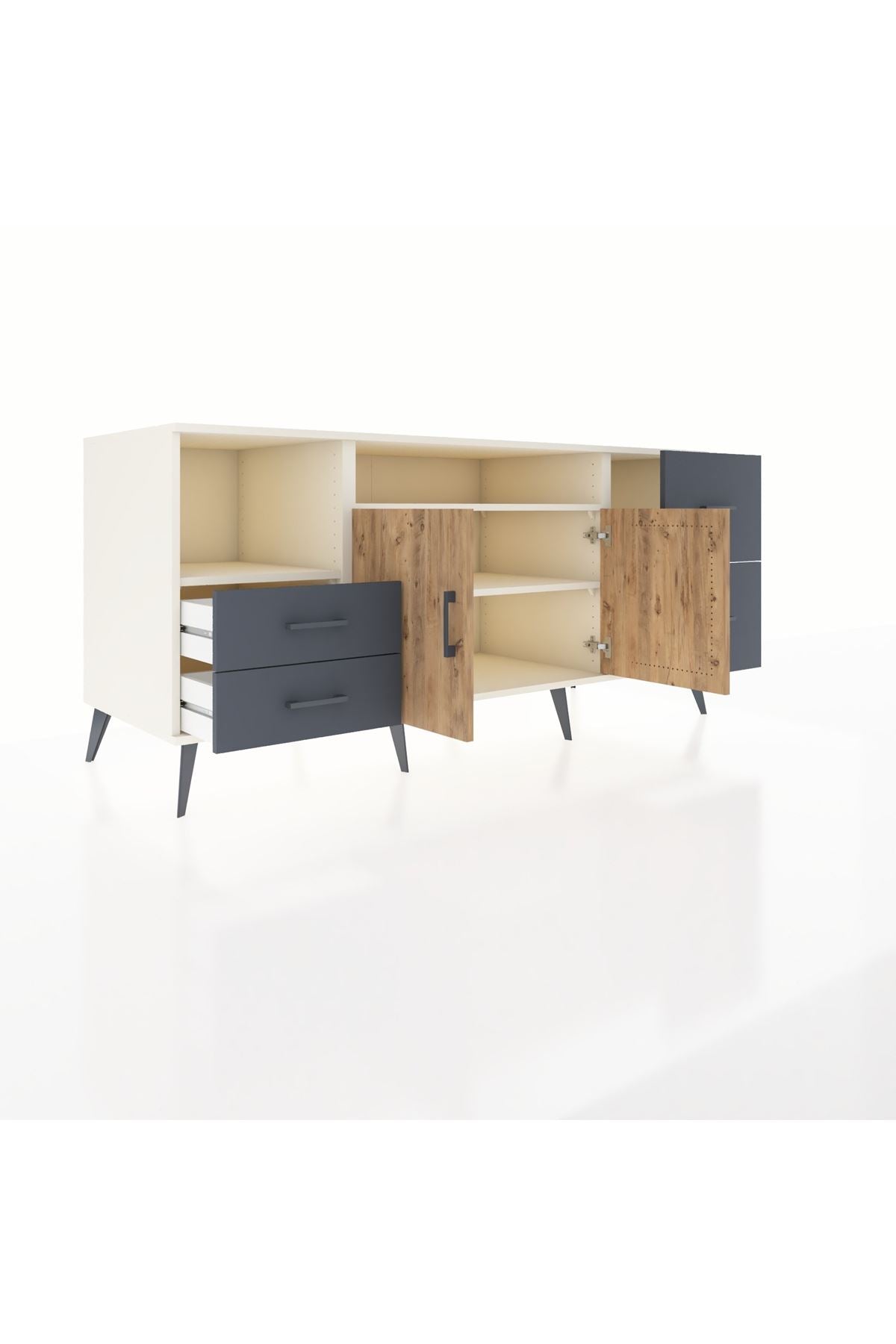 Kronos Konsol 3 Raflı 4 Çekmeceli 2 Kapaklı 176x59x83 - S610M034V02C