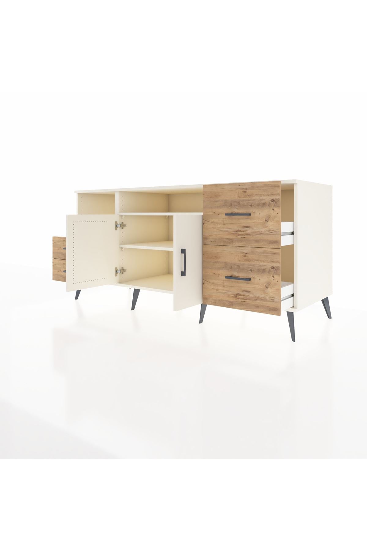 Kronos Konsol 3 Raflı 4 Çekmeceli 2 Kapaklı 176x59x83 - S610M034V06C