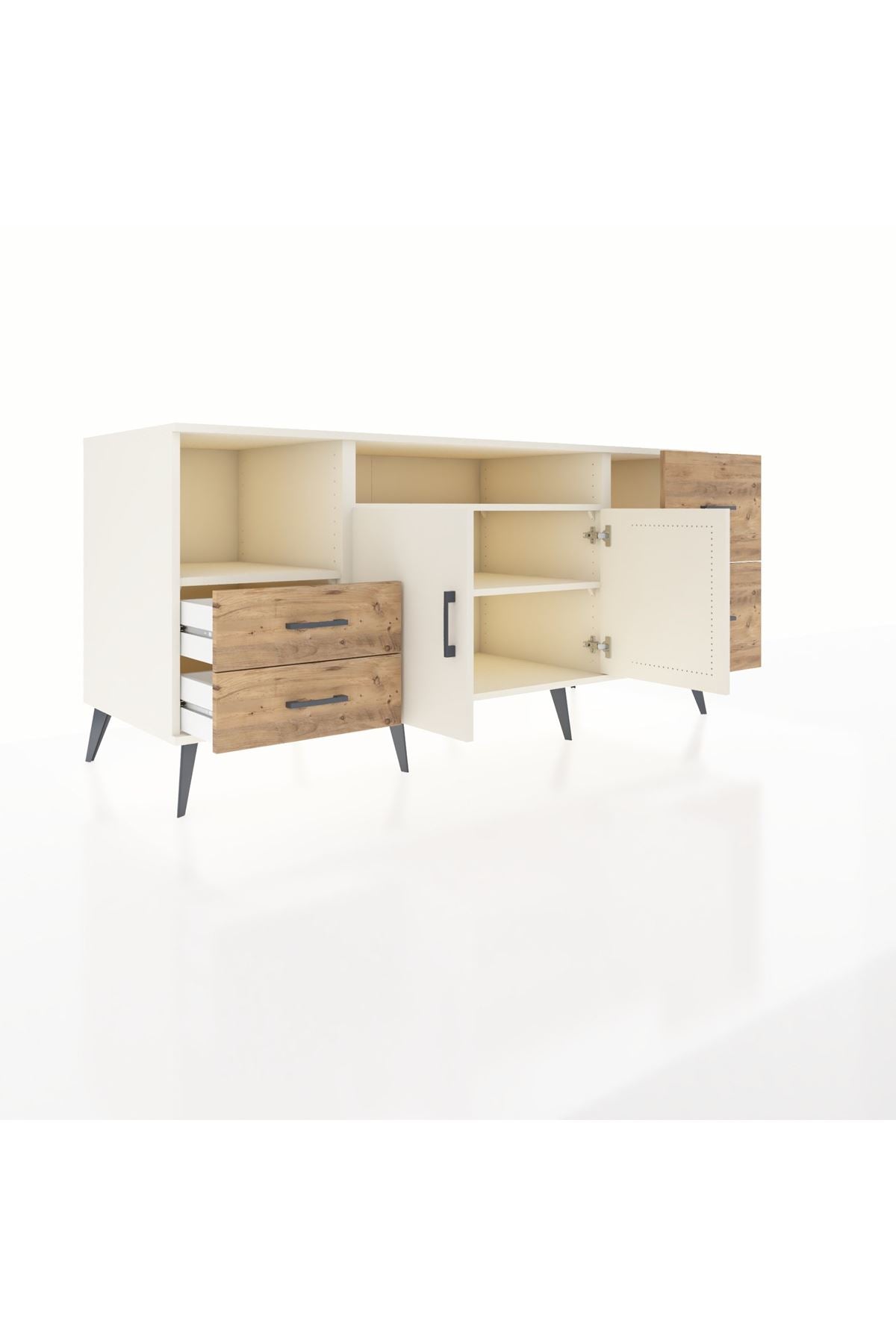 Kronos Konsol 3 Raflı 4 Çekmeceli 2 Kapaklı 176x59x83 - S610M034V06C