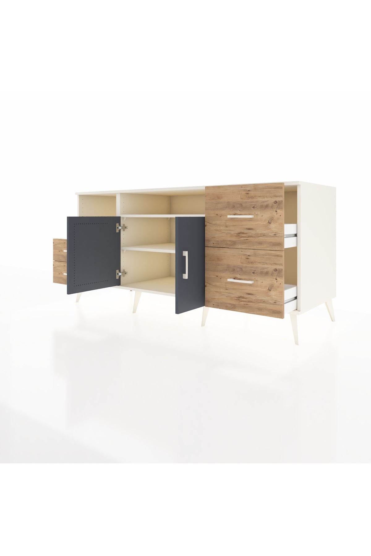 Kronos Konsol 3 Raflı 4 Çekmeceli 2 Kapaklı 176x59x83 - S610M034V09C