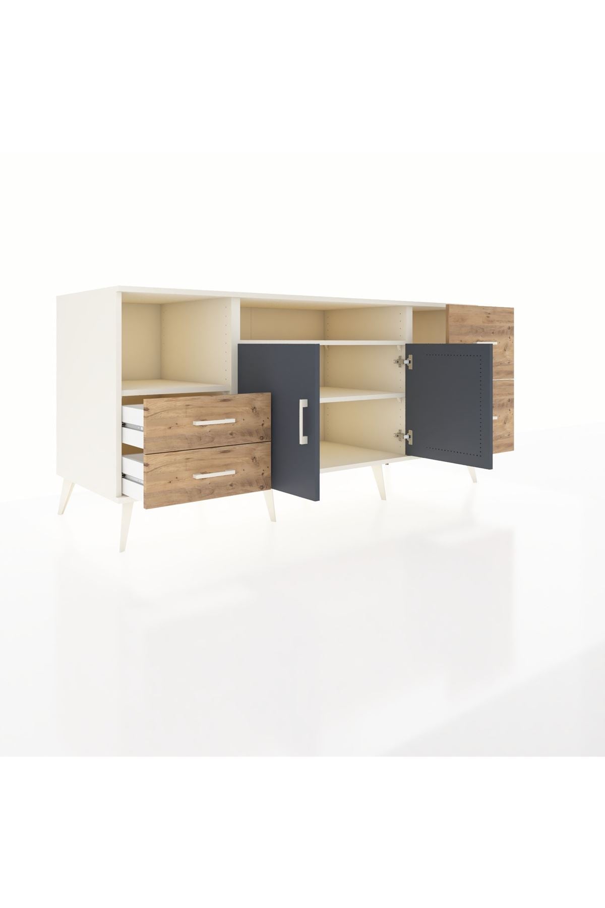 Kronos Konsol 3 Raflı 4 Çekmeceli 2 Kapaklı 176x59x83 - S610M034V09C