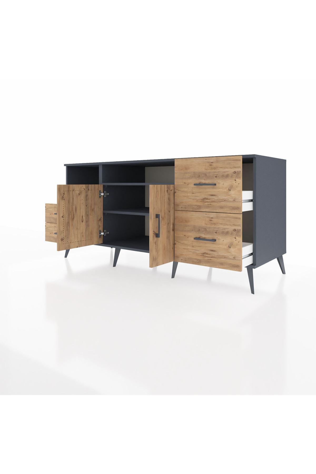 Kronos Konsol 3 Raflı 4 Çekmeceli 2 Kapaklı 176x59x83 - S610M034V12C