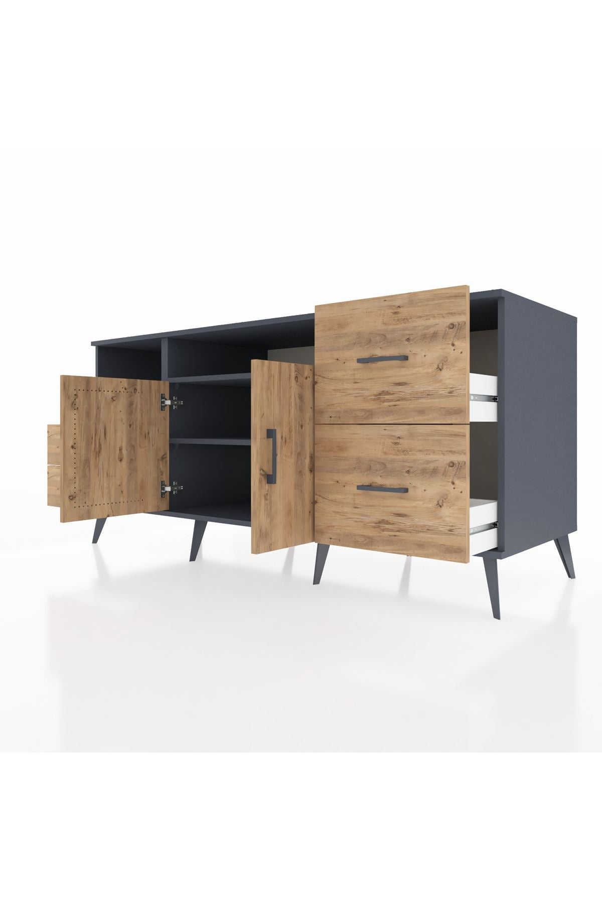 Kronos Konsol 3 Raflı 4 Çekmeceli 2 Kapaklı 176x59x83 - S610M034V12C