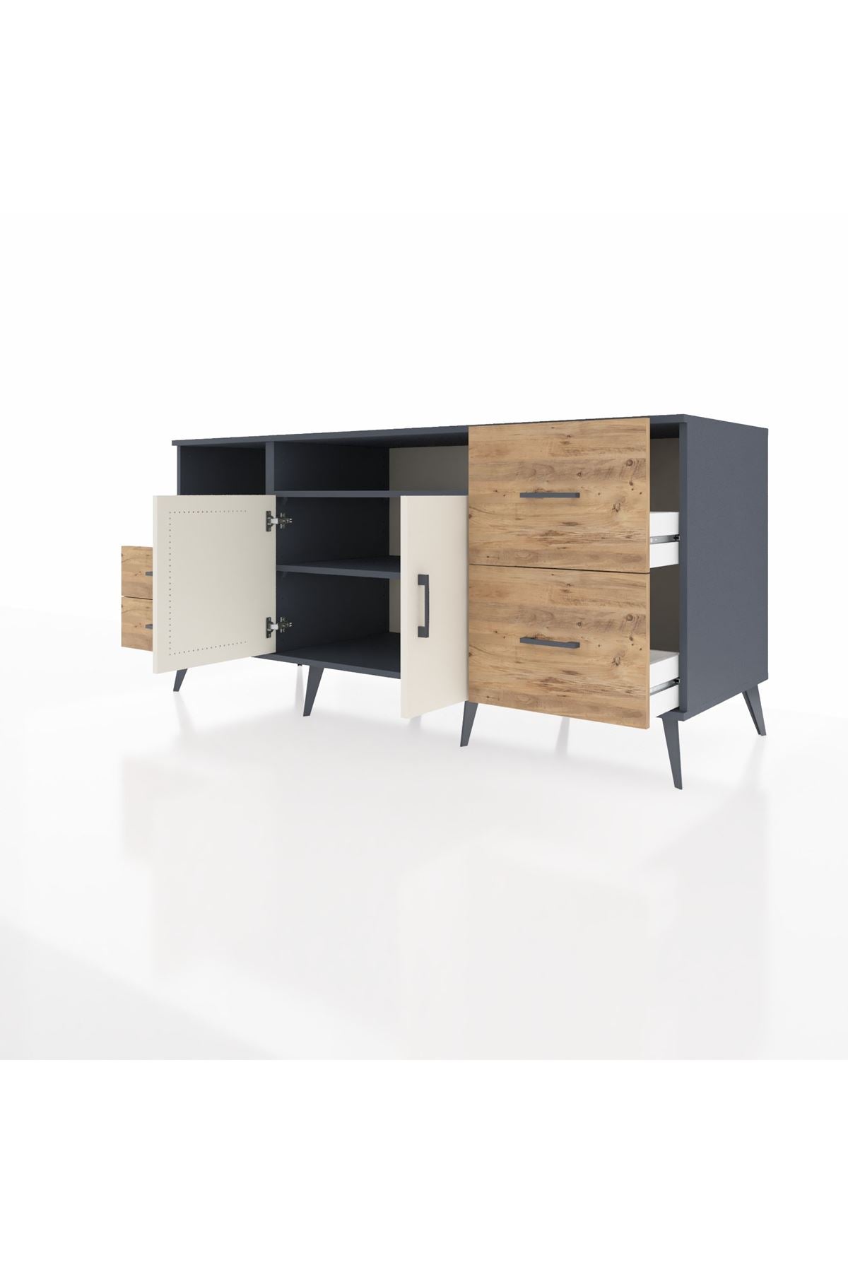 Kronos Konsol 3 Raflı 4 Çekmeceli 2 Kapaklı 176x59x83 - S610M034V15C