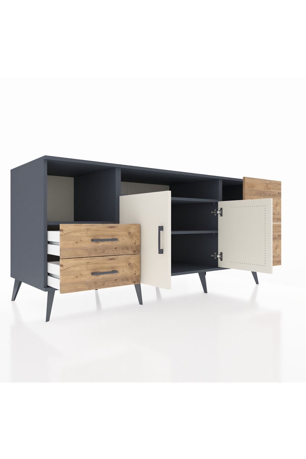 Kronos Konsol 3 Raflı 4 Çekmeceli 2 Kapaklı 176x59x83 - S610M034V15C