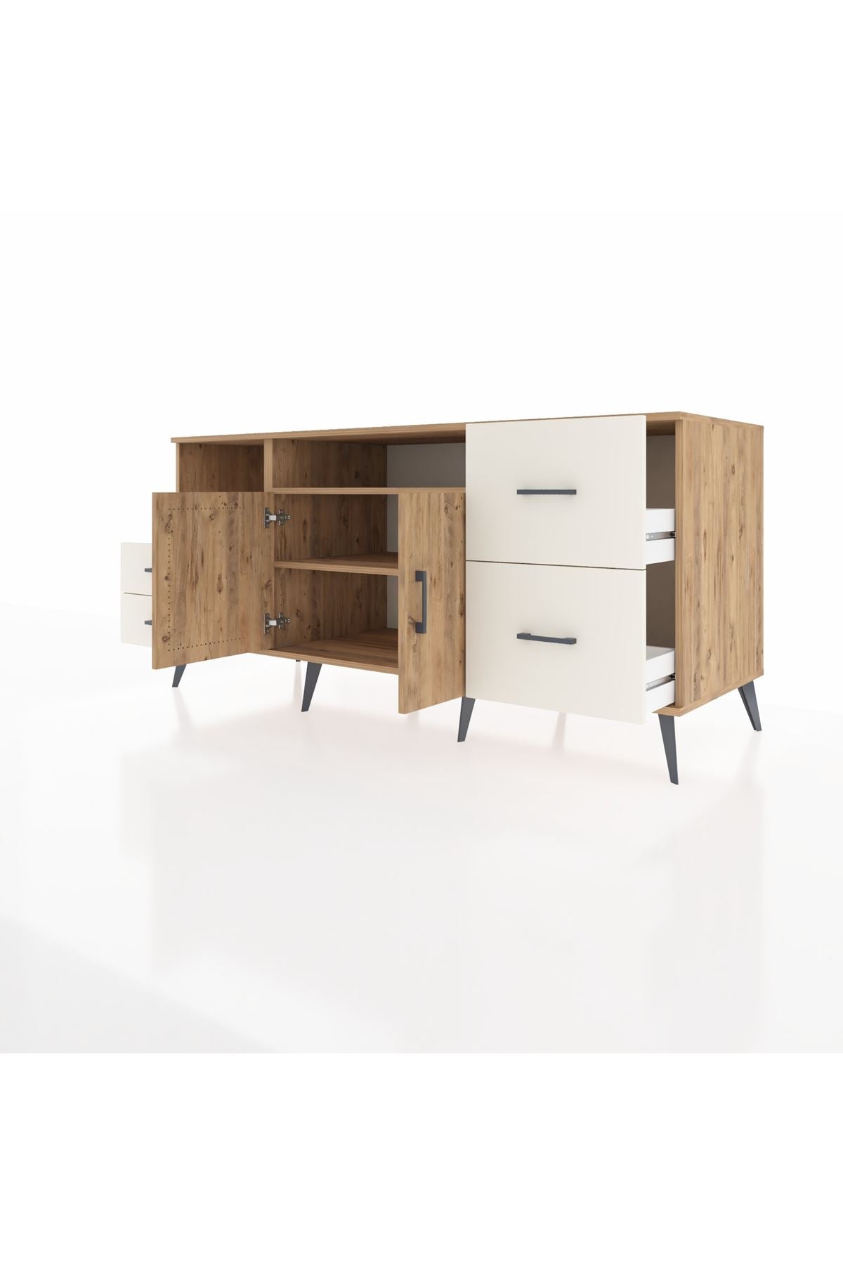 Kronos Konsol 3 Raflı 4 Çekmeceli 2 Kapaklı 176x59x83 - S610M034V19C
