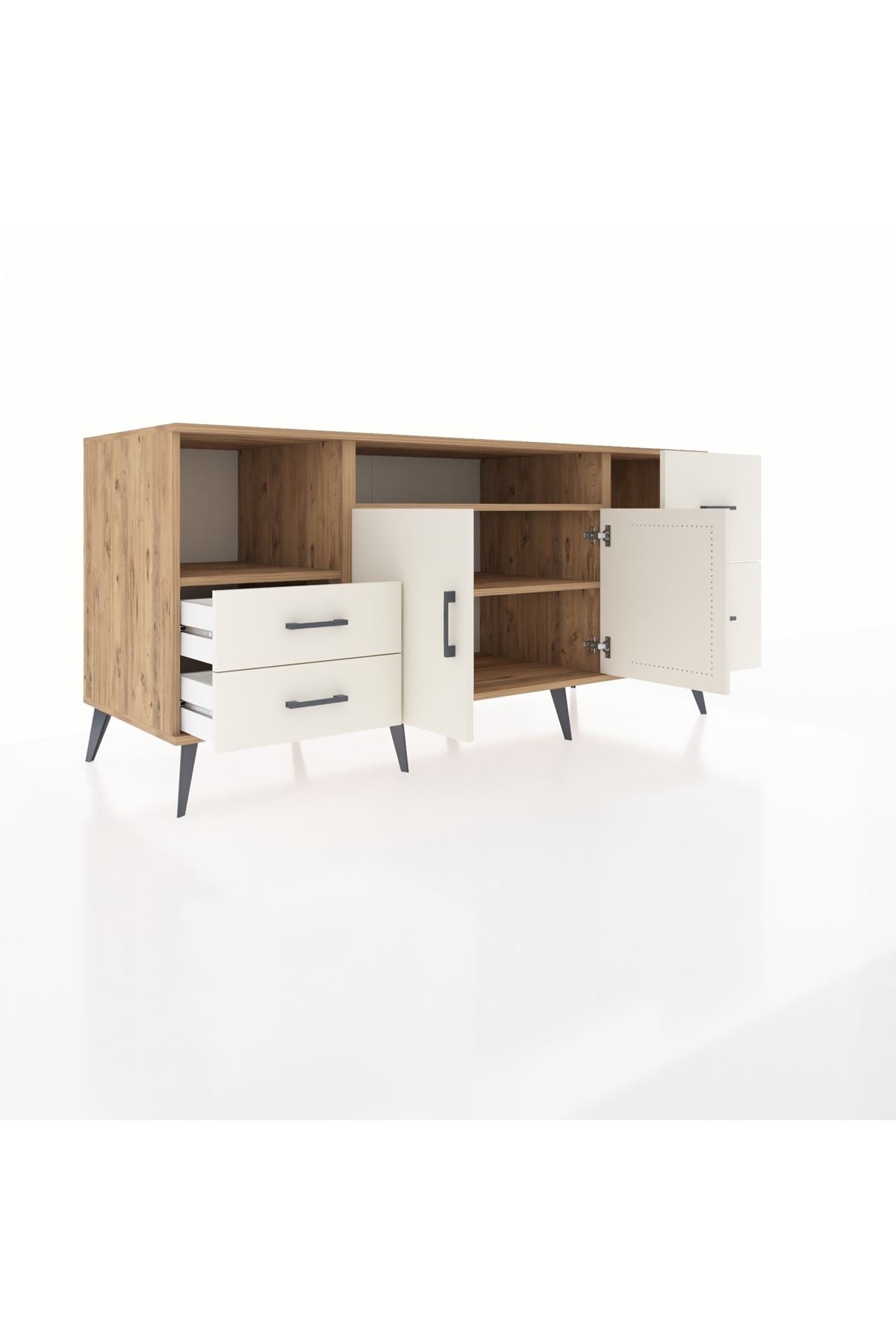 Kronos Konsol 3 Raflı 4 Çekmeceli 2 Kapaklı 176x59x83 - S610M034V22C