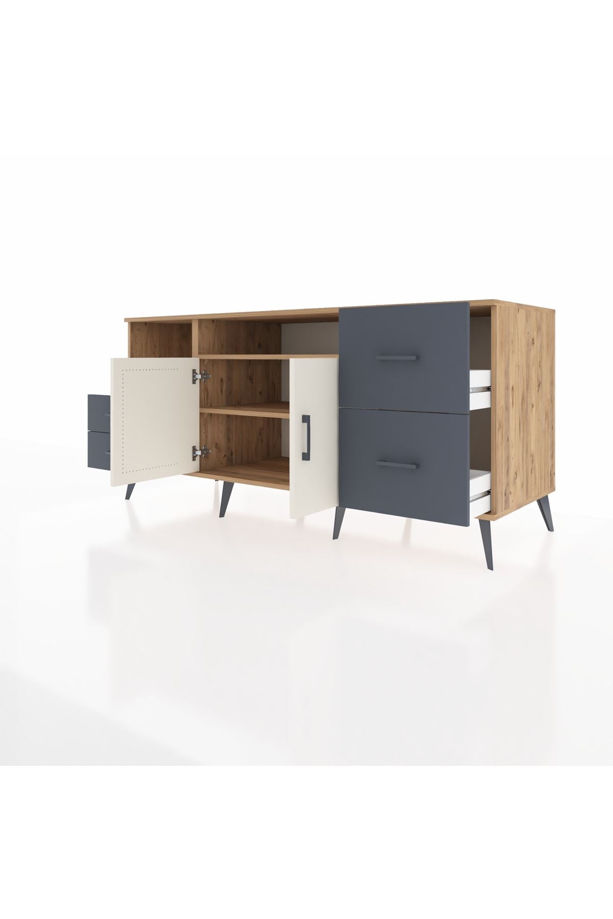 Kronos Konsol 3 Raflı 4 Çekmeceli 2 Kapaklı 176x59x83 - S610M034V23C