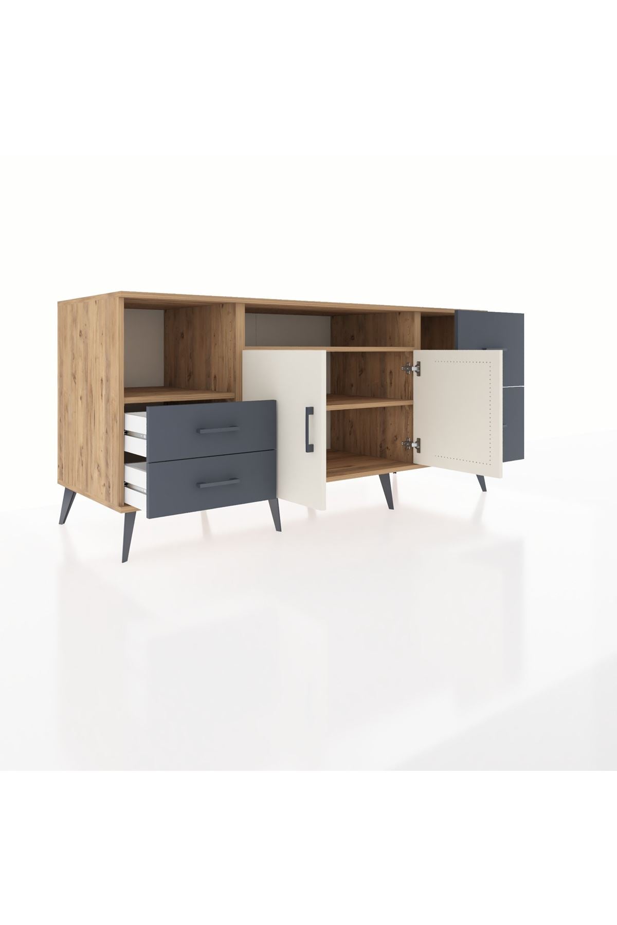 Kronos Konsol 3 Raflı 4 Çekmeceli 2 Kapaklı 176x59x83 - S610M034V23C