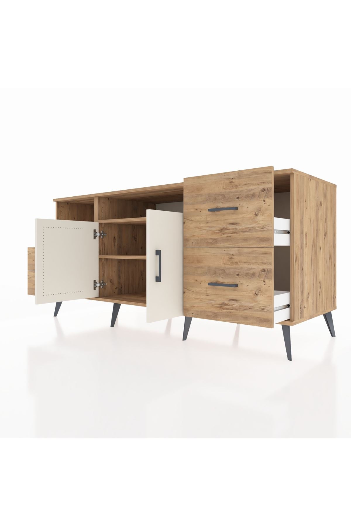 Kronos Konsol 3 Raflı 4 Çekmeceli 2 Kapaklı 176x59x83 - S610M034V24C