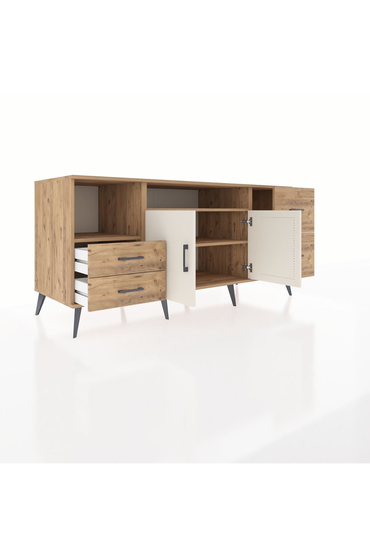 Kronos Konsol 3 Raflı 4 Çekmeceli 2 Kapaklı 176x59x83 - S610M034V24C