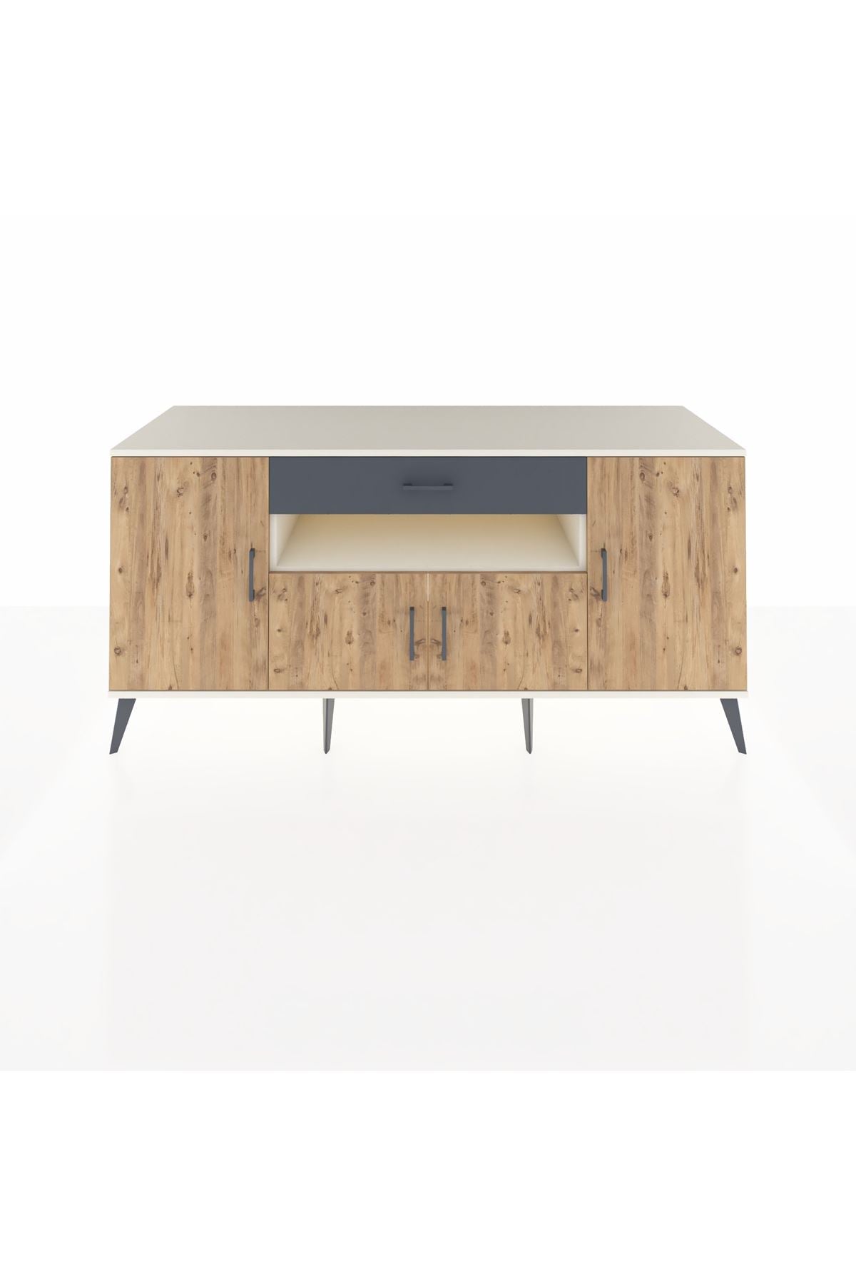 Kronos Konsol 3 Raflı Tek Çekmeceli 4 Kapaklı 176x59x83 - S610M035V02C