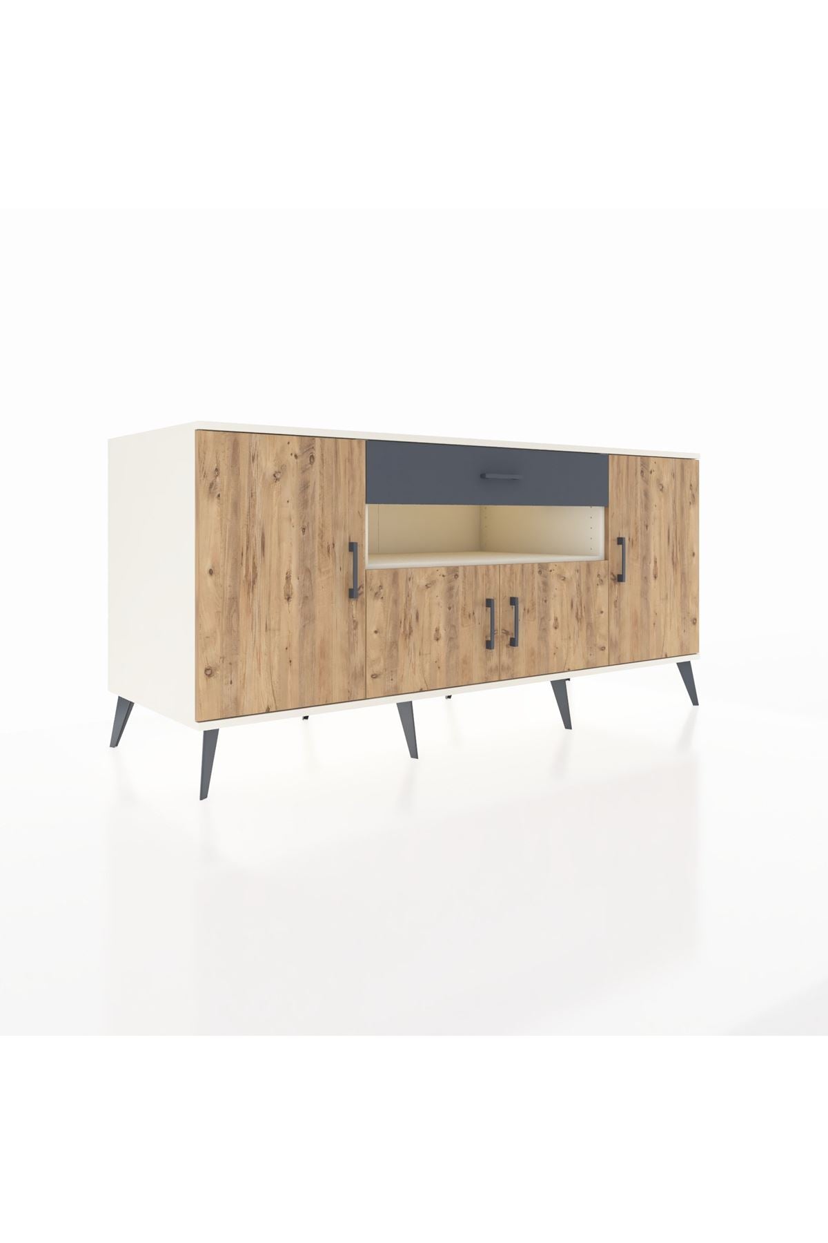 Kronos Konsol 3 Raflı Tek Çekmeceli 4 Kapaklı 176x59x83 - S610M035V02C