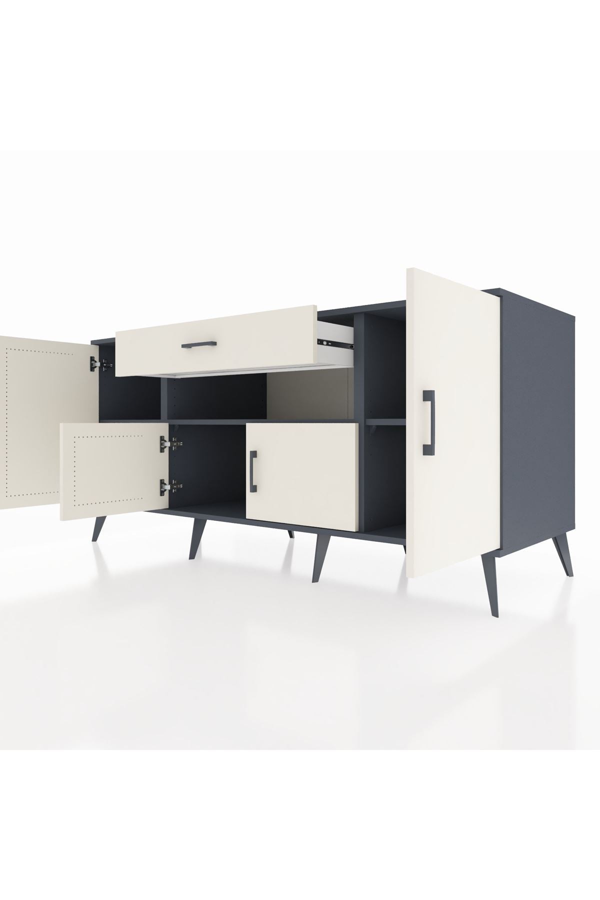 Kronos Konsol 3 Raflı Tek Çekmeceli 4 Kapaklı 176x59x83 - S610M035V13C
