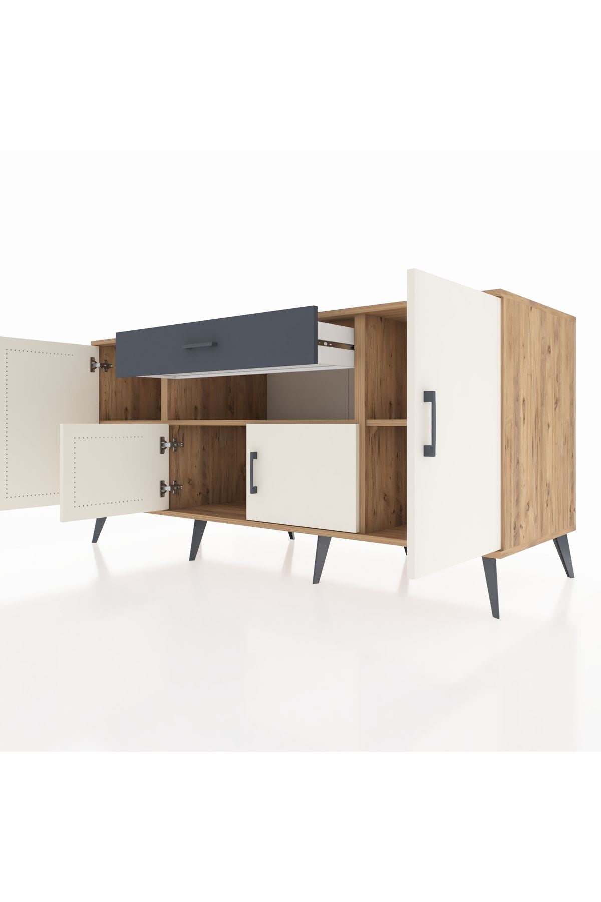 Kronos Konsol 3 Raflı Tek Çekmeceli 4 Kapaklı 176x59x83 - S610M035V23C