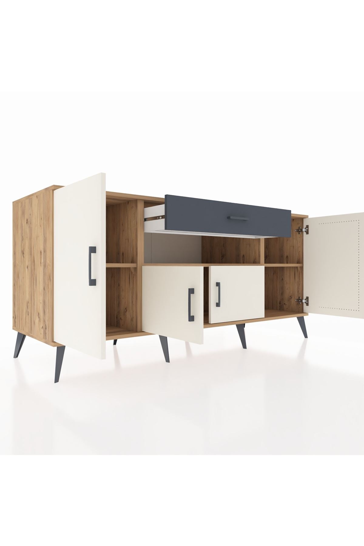 Kronos Konsol 3 Raflı Tek Çekmeceli 4 Kapaklı 176x59x83 - S610M035V23C