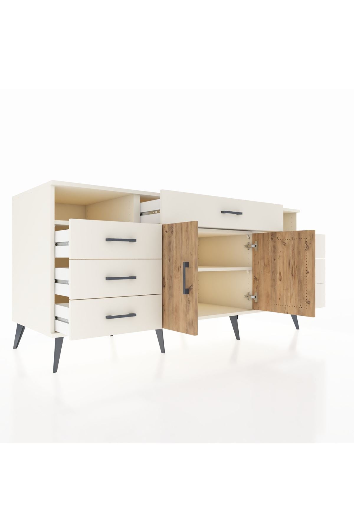 Kronos Konsol 4 Raflı 7 Çekmeceli 2 Kapaklı 176x59x83 - S610M036V01C