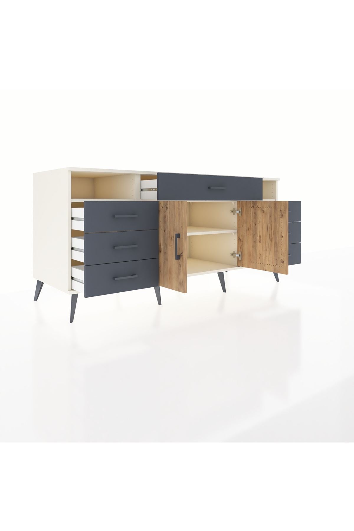 Kronos Konsol 4 Raflı 7 Çekmeceli 2 Kapaklı 176x59x83 - S610M036V02C