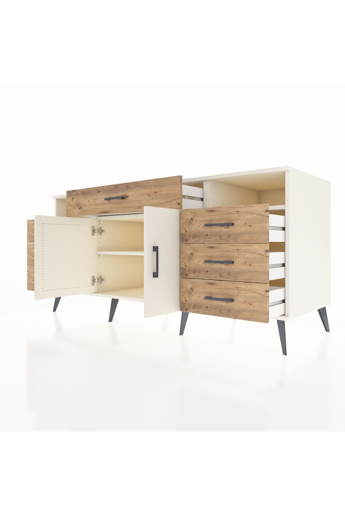 Kronos Konsol 4 Raflı 7 Çekmeceli 2 Kapaklı 176x59x83 - S610M036V06C