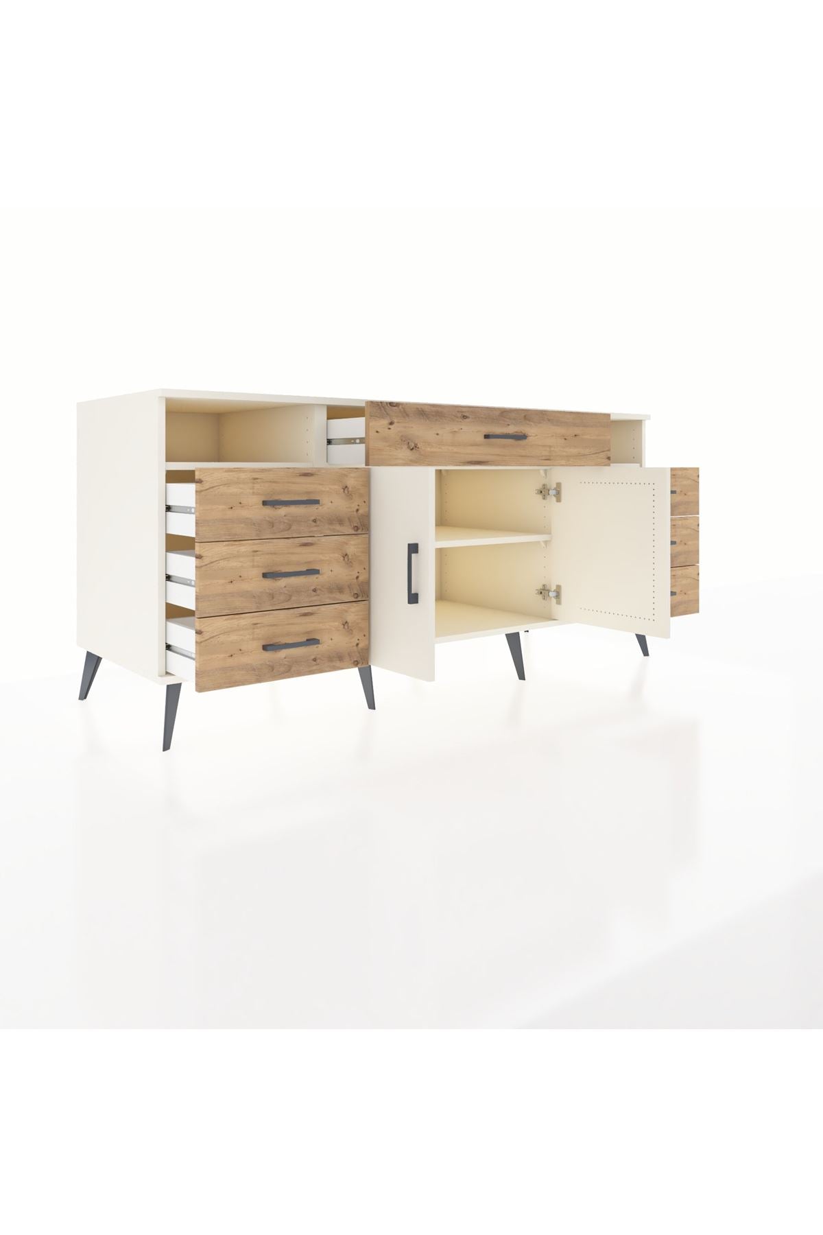Kronos Konsol 4 Raflı 7 Çekmeceli 2 Kapaklı 176x59x83 - S610M036V06C