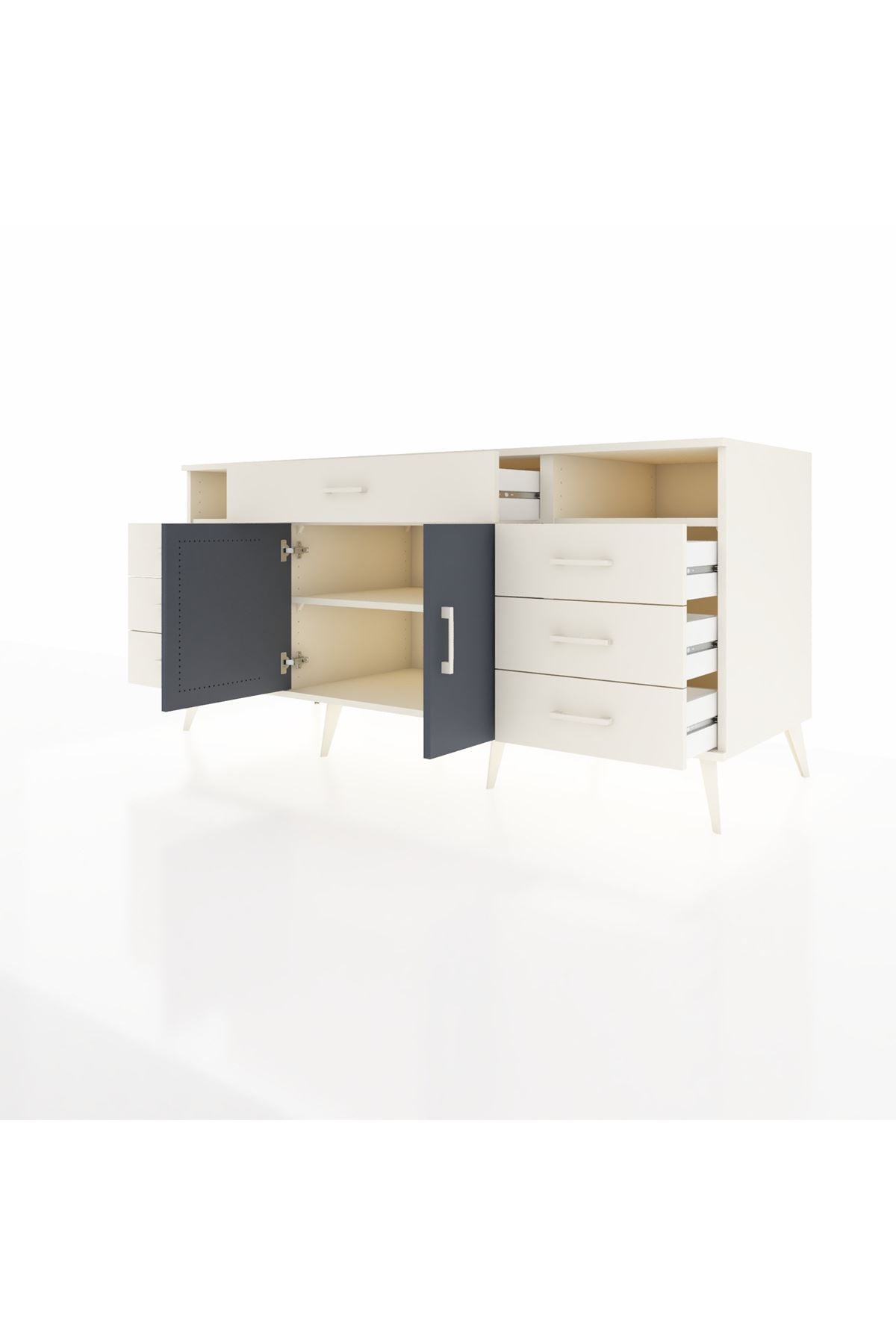Kronos Konsol 4 Raflı 7 Çekmeceli 2 Kapaklı 176x59x83 - S610M036V07C