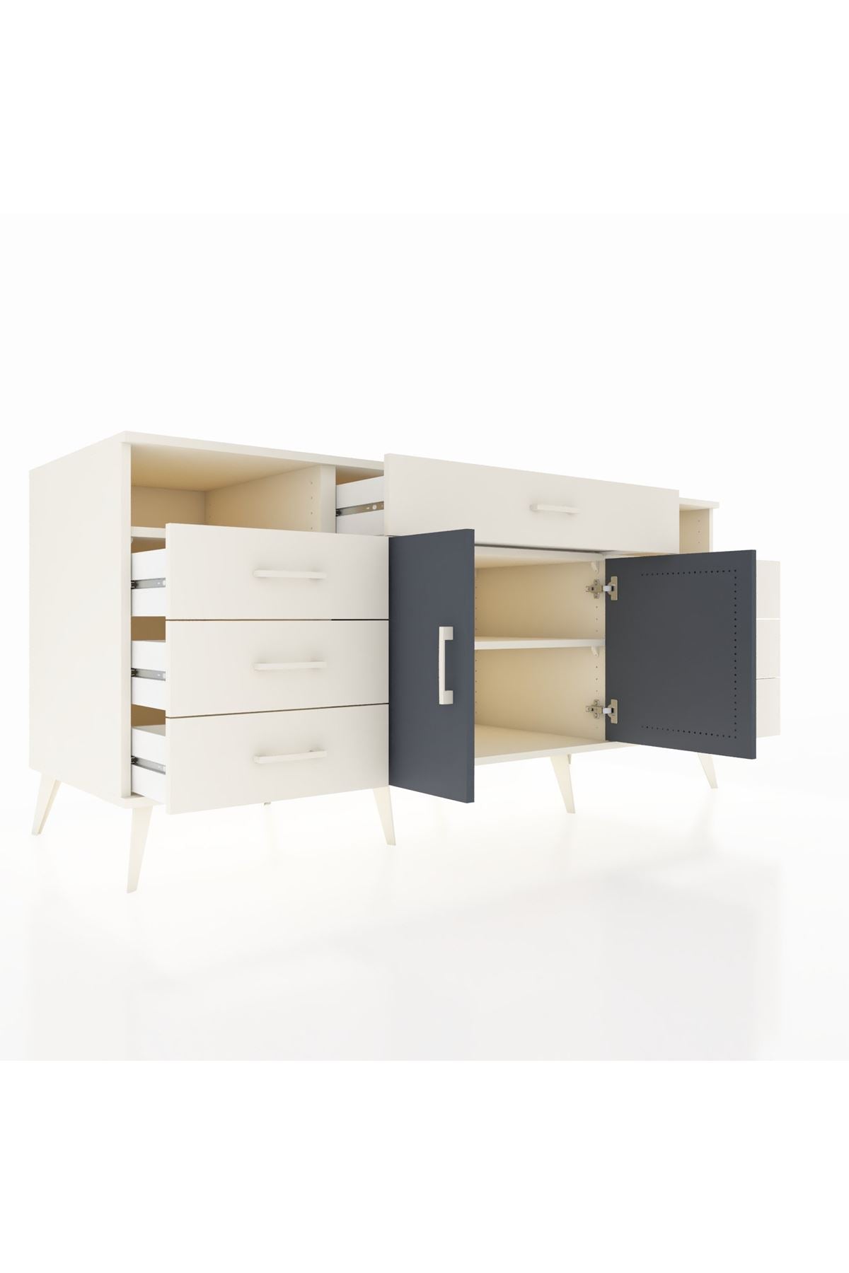 Kronos Konsol 4 Raflı 7 Çekmeceli 2 Kapaklı 176x59x83 - S610M036V07C