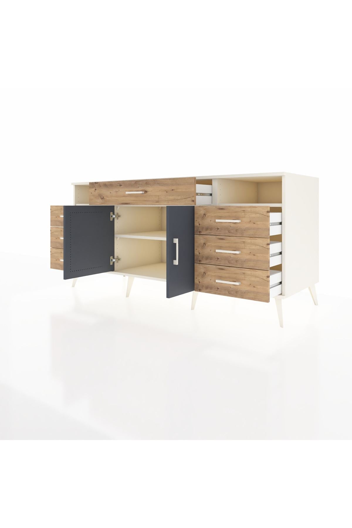 Kronos Konsol 4 Raflı 7 Çekmeceli 2 Kapaklı 176x59x83 - S610M036V09C