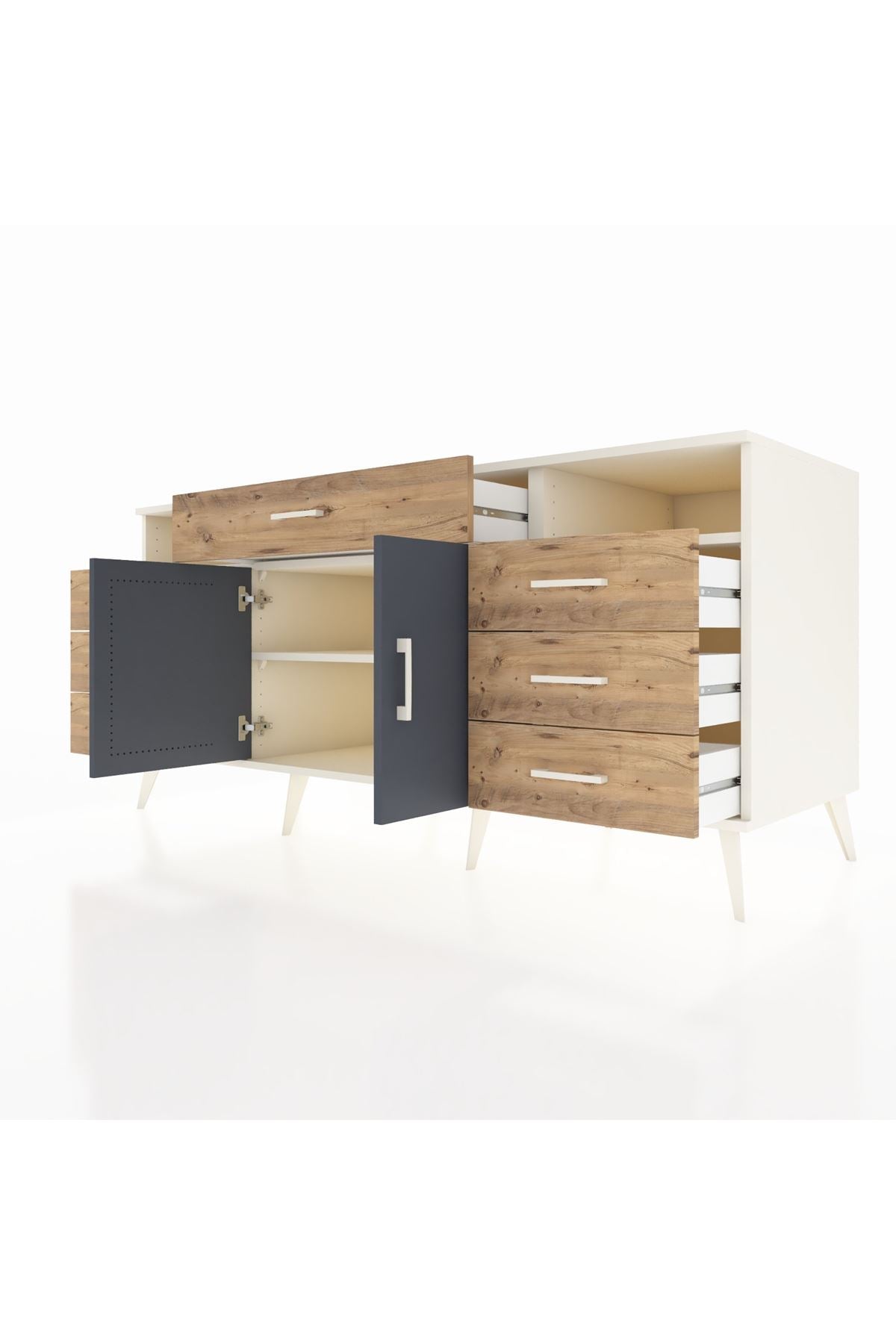 Kronos Konsol 4 Raflı 7 Çekmeceli 2 Kapaklı 176x59x83 - S610M036V09C