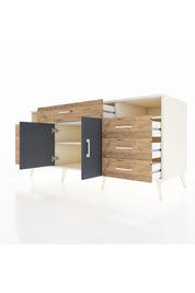 Kronos Konsol 4 Raflı 7 Çekmeceli 2 Kapaklı 176x59x83 - S610M036V09C