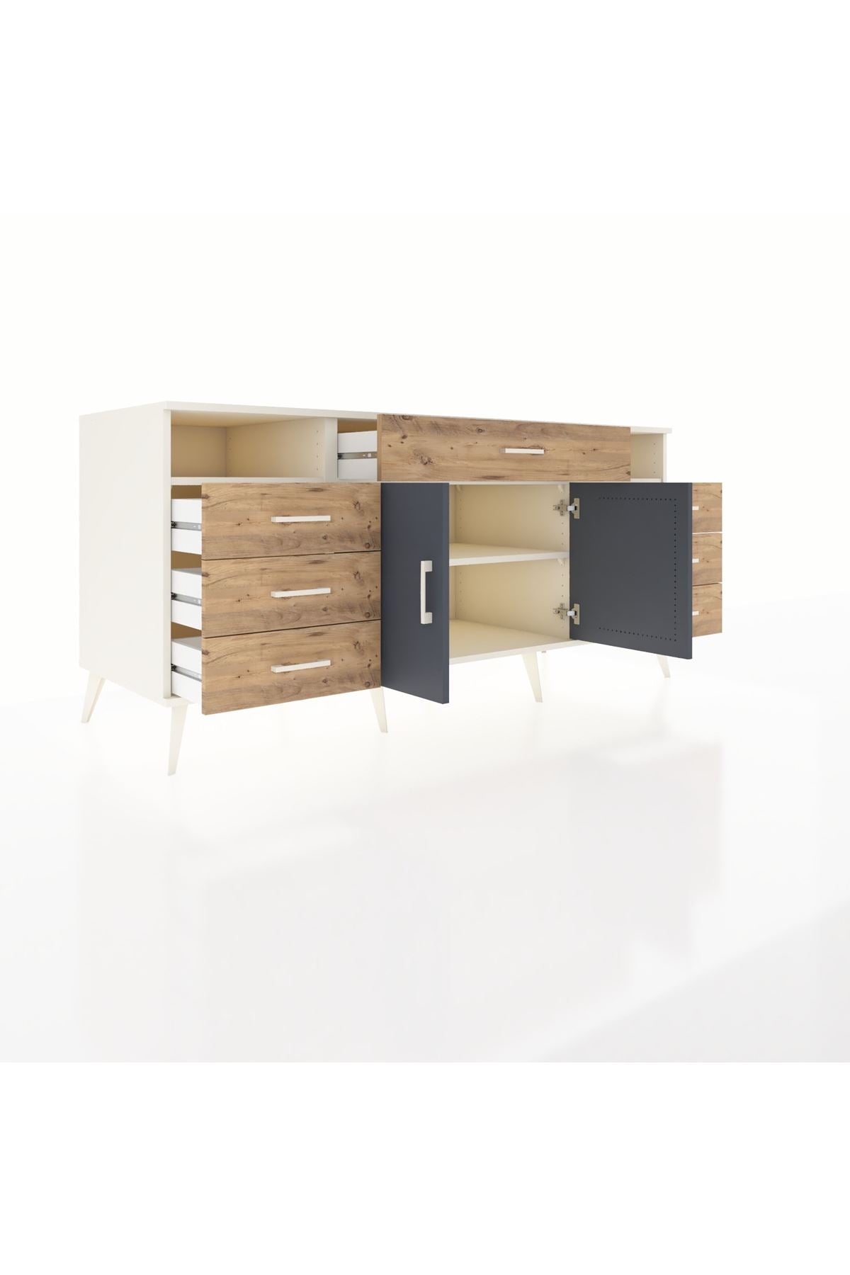 Kronos Konsol 4 Raflı 7 Çekmeceli 2 Kapaklı 176x59x83 - S610M036V09C