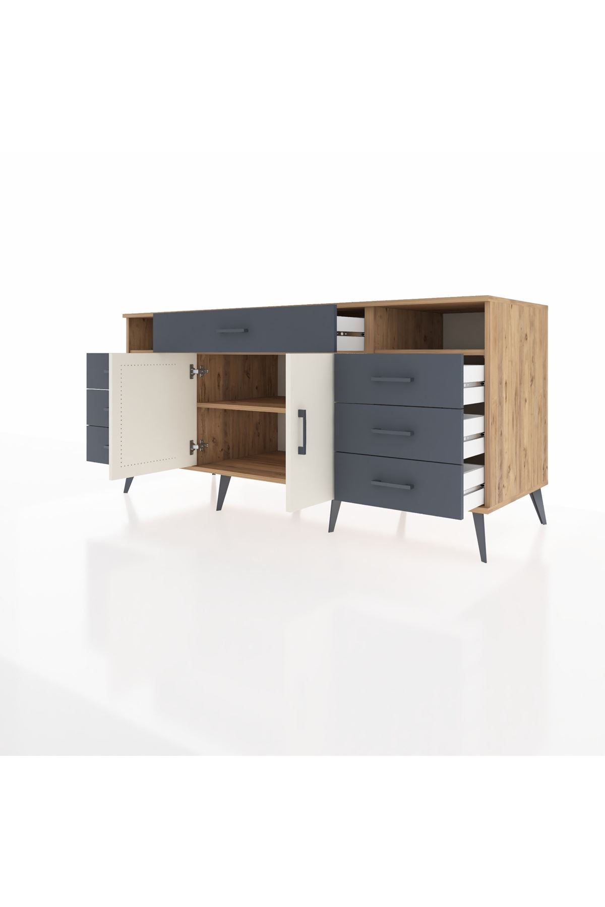 Kronos Konsol 4 Raflı 7 Çekmeceli 2 Kapaklı 176x59x83 - S610M036V23C