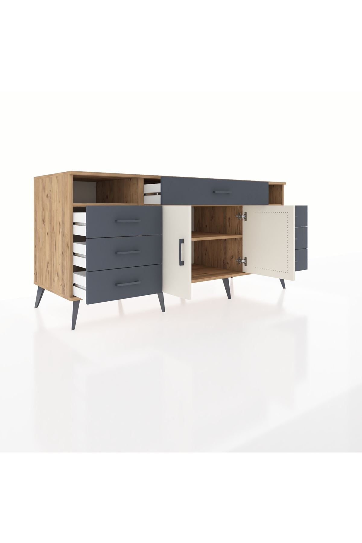 Kronos Konsol 4 Raflı 7 Çekmeceli 2 Kapaklı 176x59x83 - S610M036V23C
