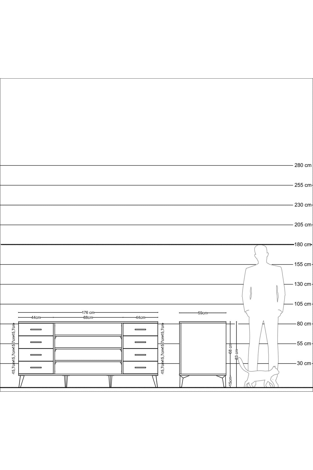 Kronos Konsol 3 Raflı 8 Çekmeceli 176x59x83 - S610M038V24C