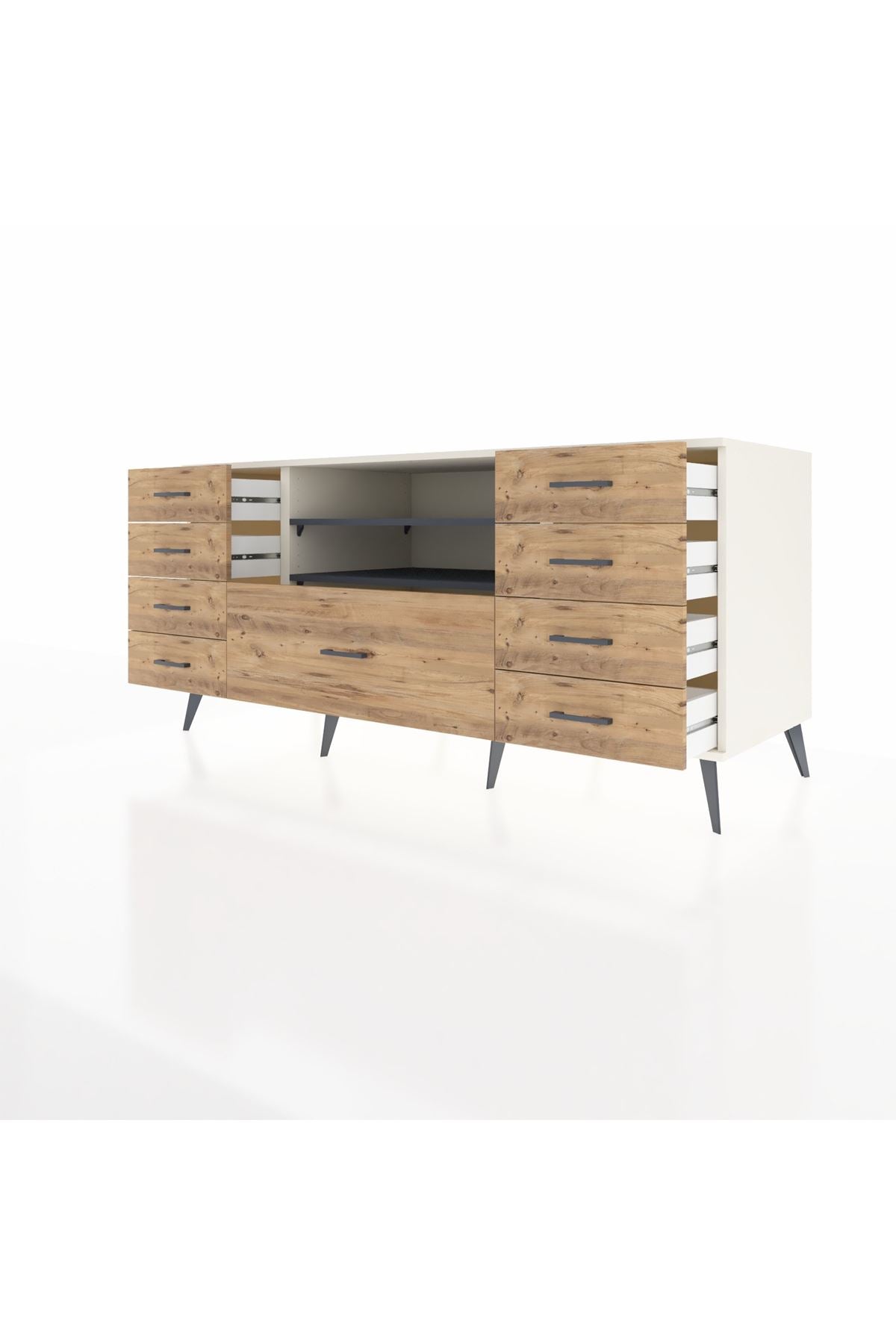 Kronos Konsol 2 Raflı 9 Çekmeceli 176x59x83 - S610M039V09C