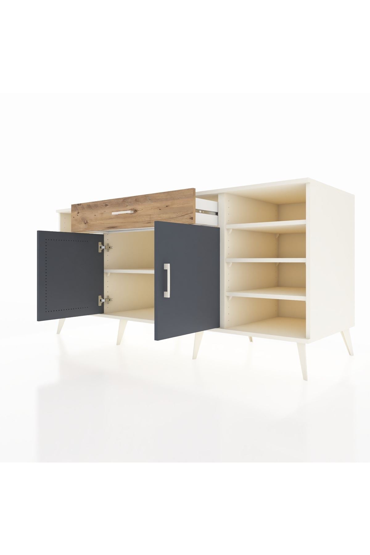 Kronos Konsol 7 Raflı Tek Çekmeceli 2 Kapaklı 176x59x83 - S610M043V09C