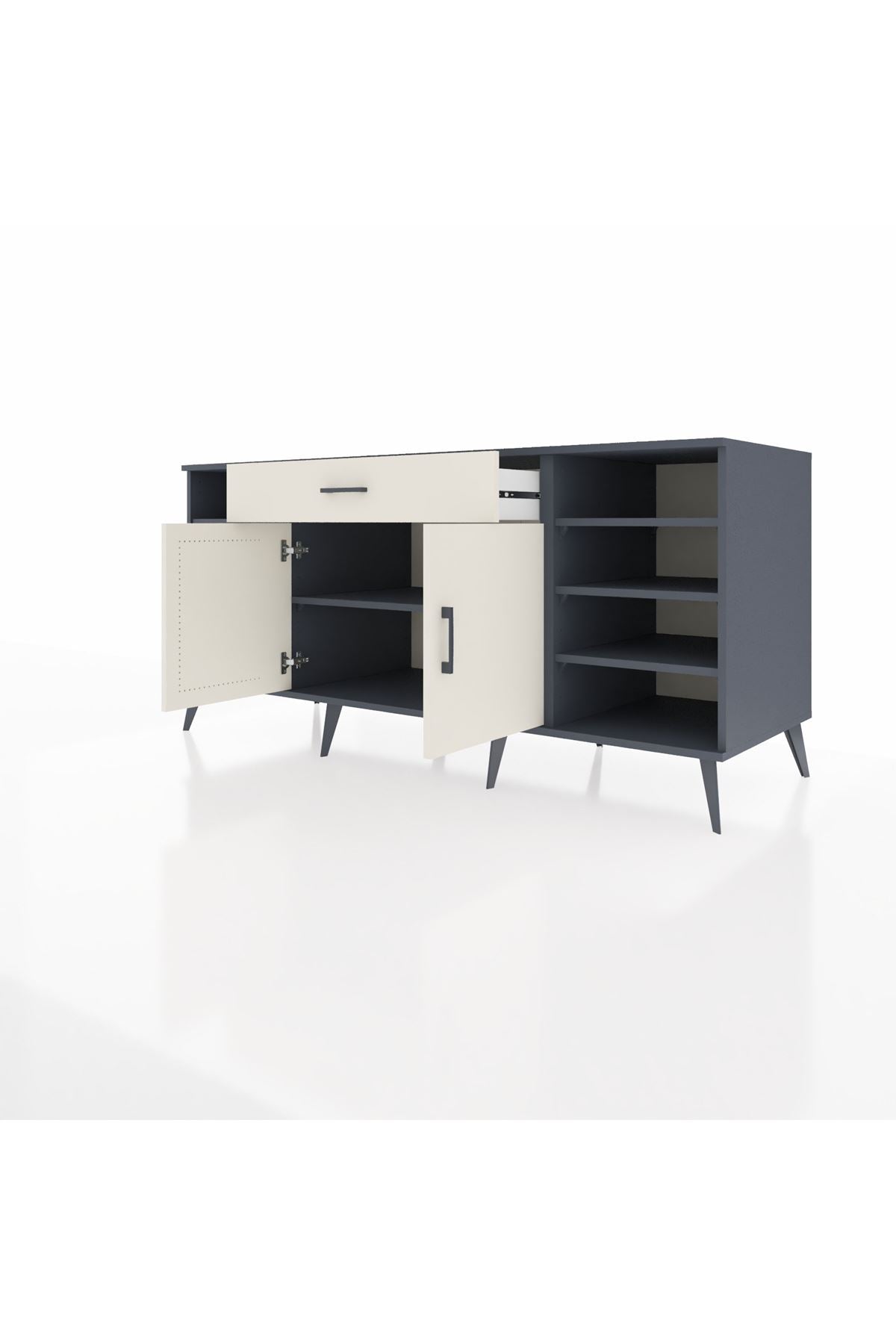 Kronos Konsol 7 Raflı Tek Çekmeceli 2 Kapaklı 176x59x83 - S610M043V13C