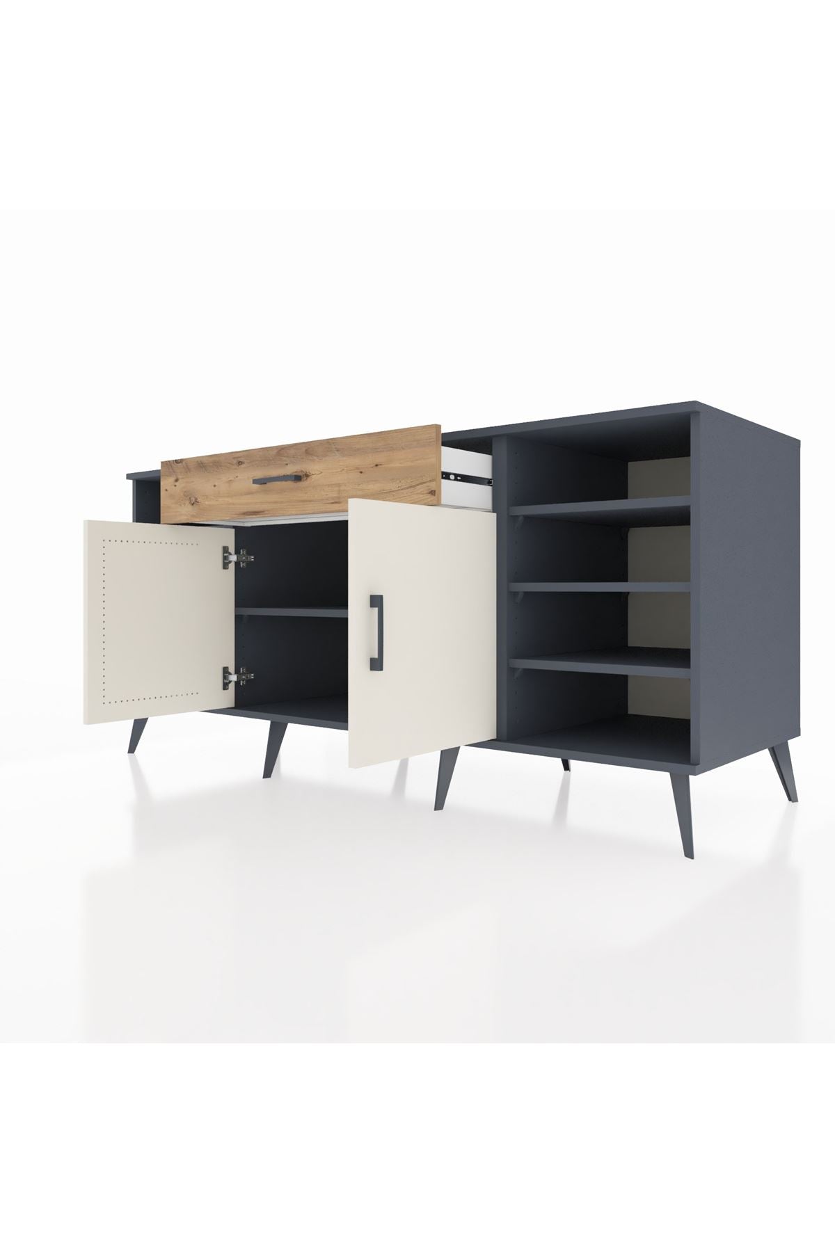 Kronos Konsol 7 Raflı Tek Çekmeceli 2 Kapaklı 176x59x83 - S610M043V15C