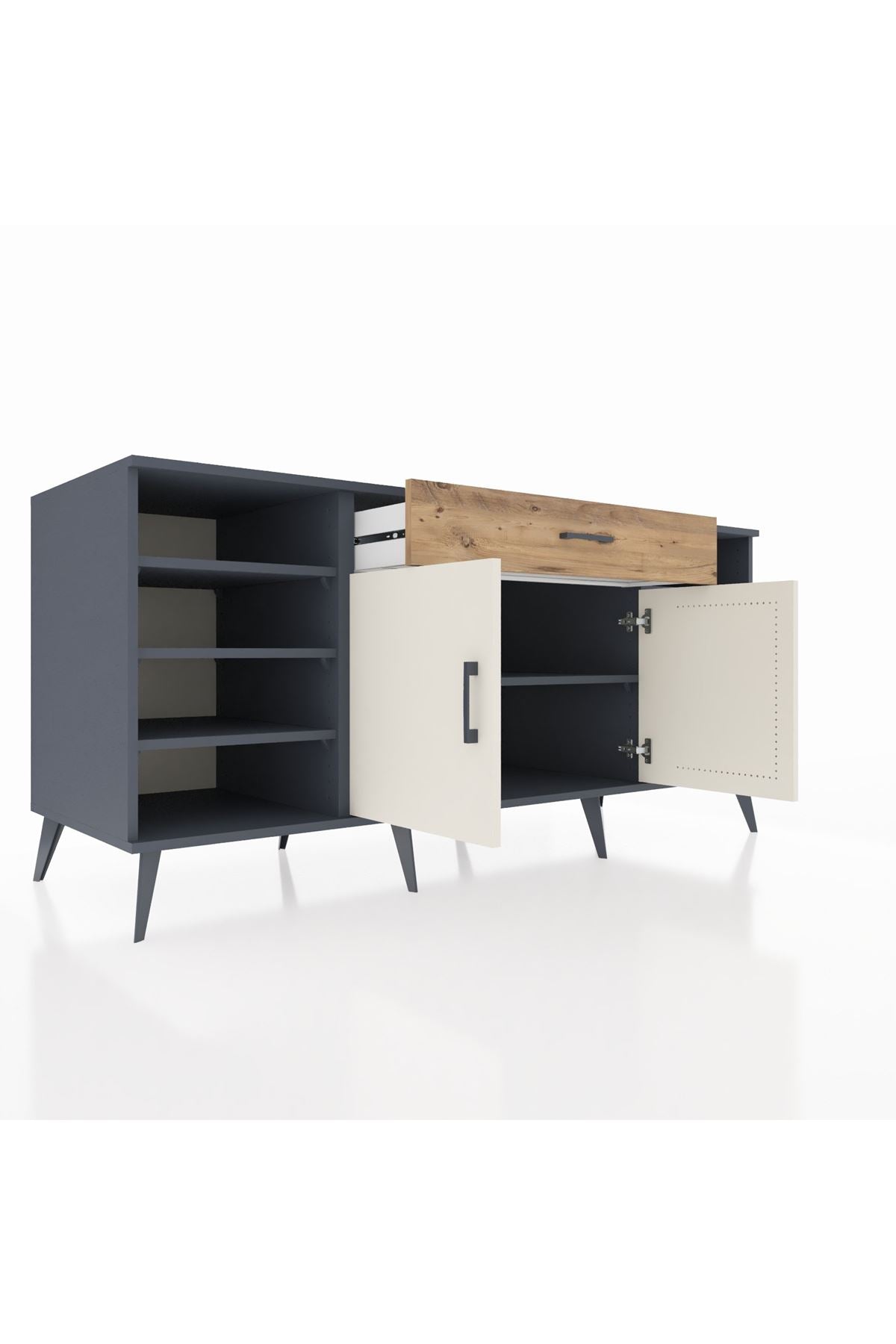 Kronos Konsol 7 Raflı Tek Çekmeceli 2 Kapaklı 176x59x83 - S610M043V15C