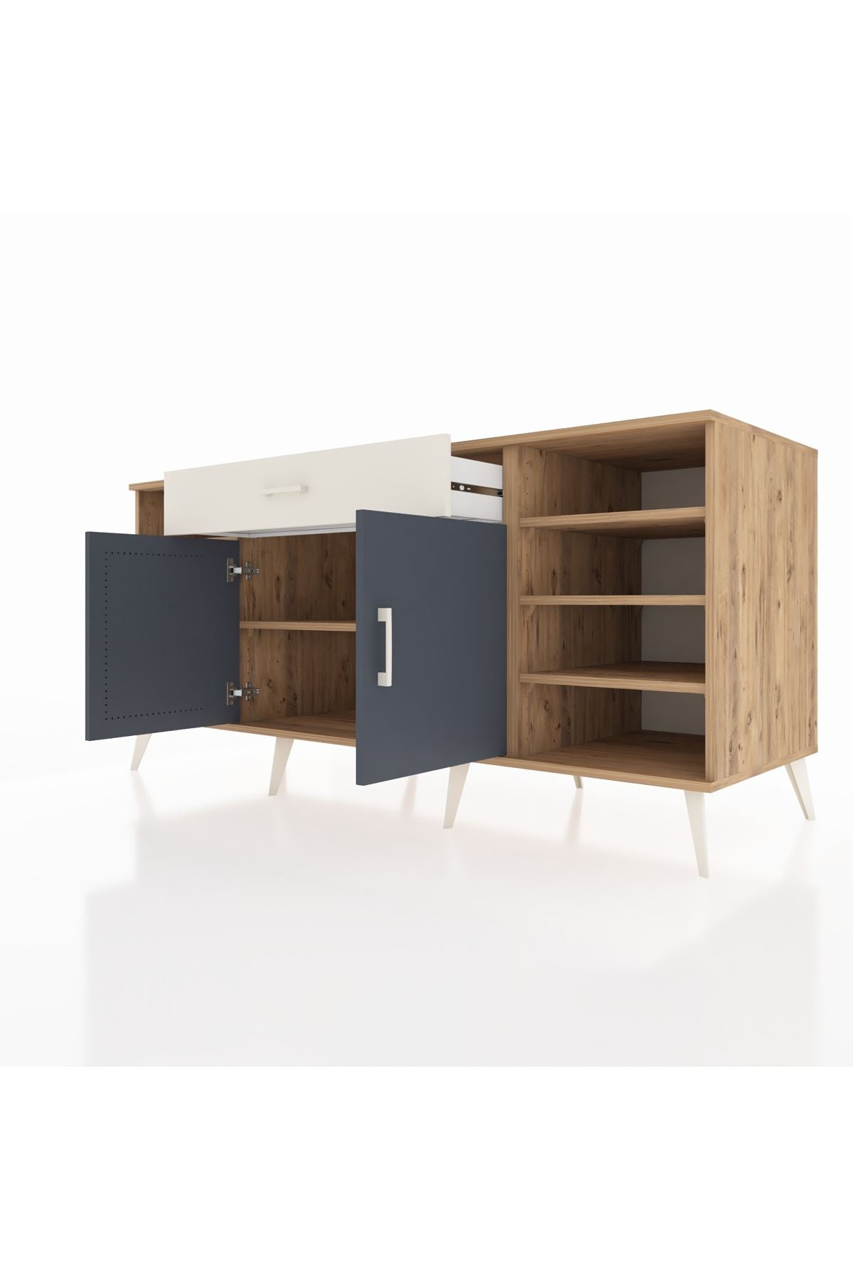 Kronos Konsol 7 Raflı Tek Çekmeceli 2 Kapaklı 176x59x83 - S610M043V25C