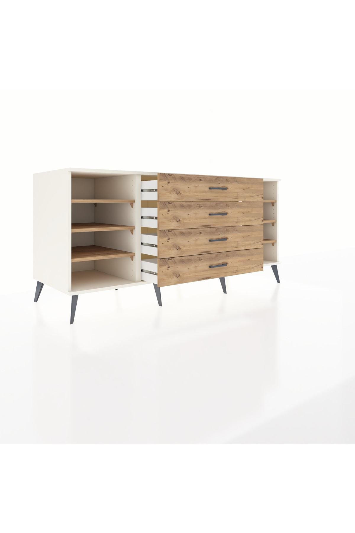 Kronos Konsol 6 Raflı 4 Çekmeceli 176x59x83 - S610M045V03C