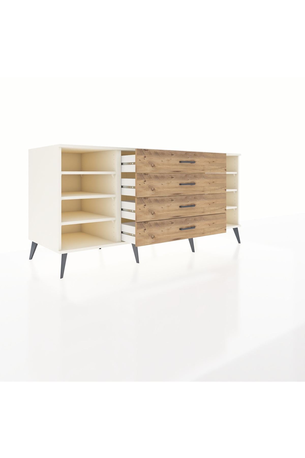 Kronos Konsol 6 Raflı 4 Çekmeceli 176x59x83 - S610M045V06C