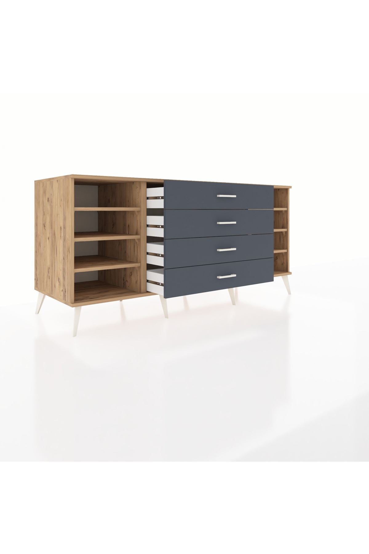 Kronos Konsol 6 Raflı 4 Çekmeceli 176x59x83 - S610M045V20C